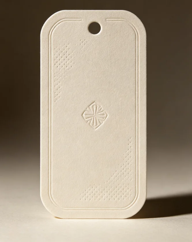 Debossing cream hangtag geometric pattern Zhengyang Printing Dongguan