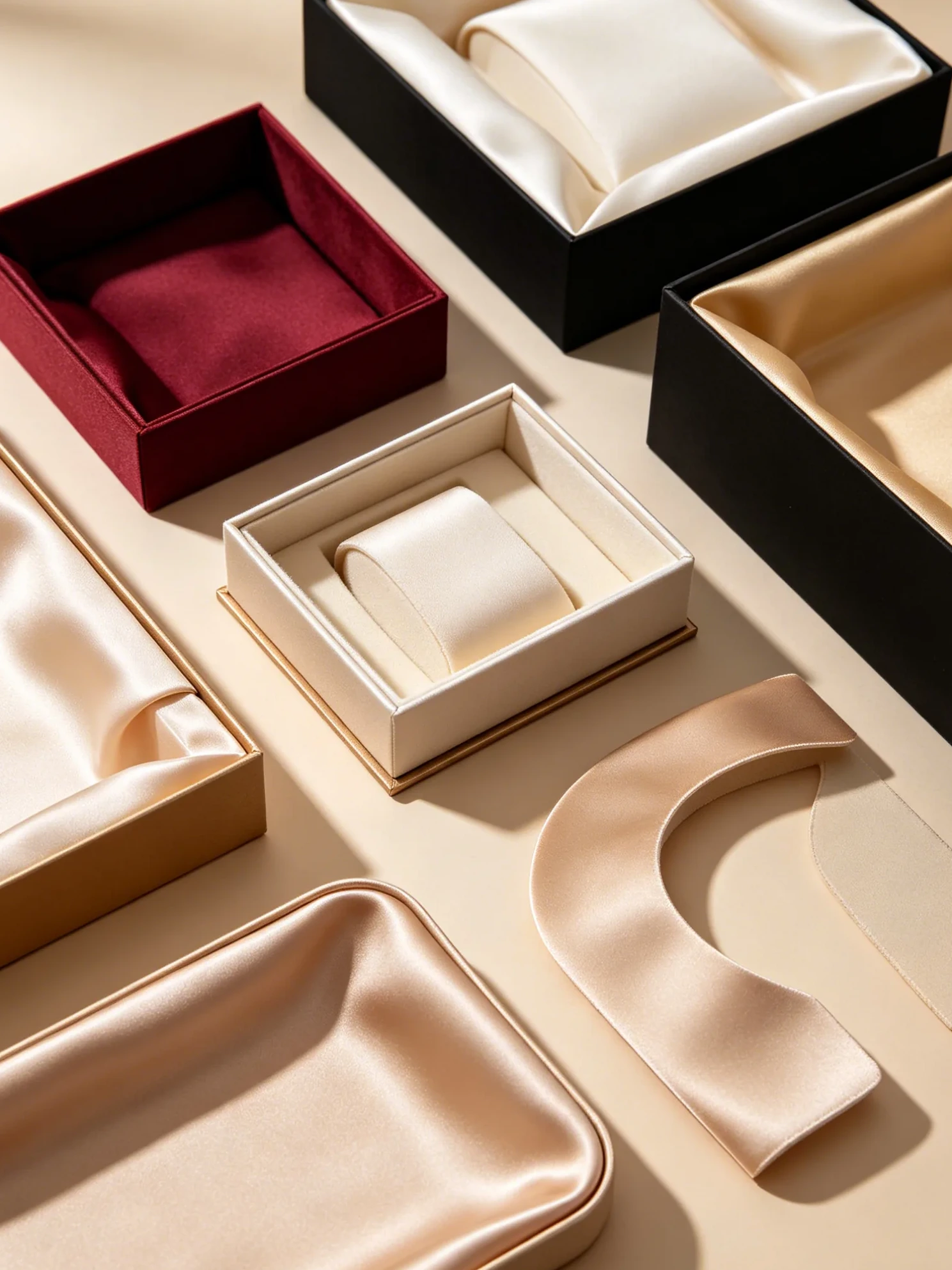 Satin fabric composite lining silky gloss premium gift box lining Dongguan printer