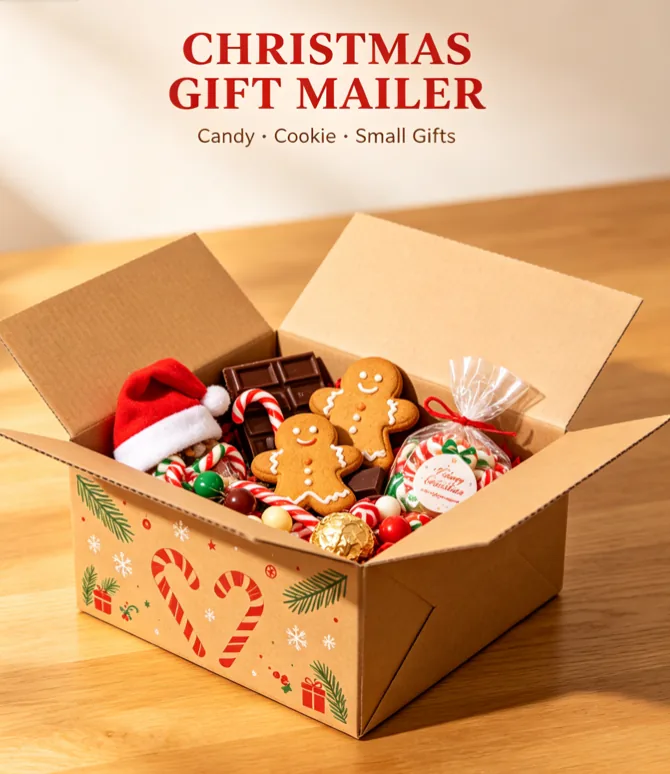 Christmas gift mailer one-piece folding carton kraft box Zhengyang Packaging Dongguan