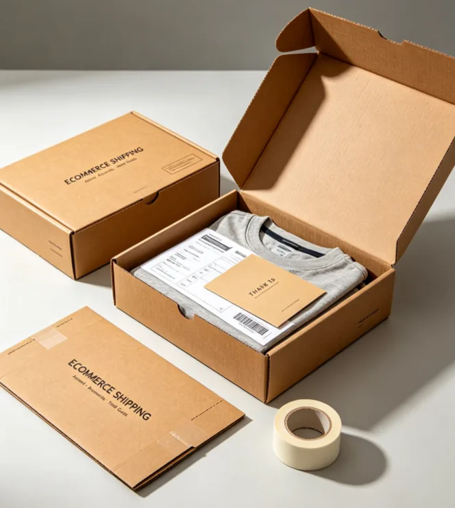 One-piece folding e-commerce shipping mailer box assembled on our sample bench, the same mailer structure used in case 1